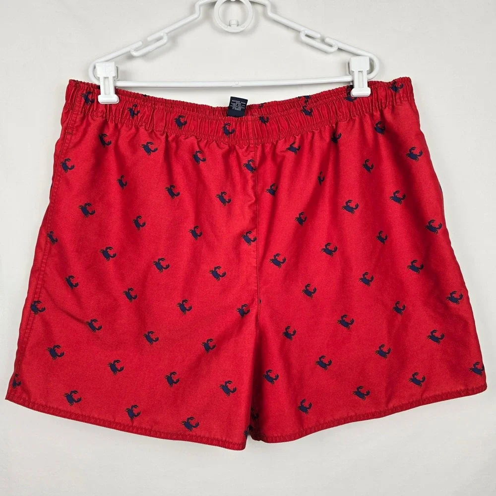 Brooks Brothers Mens XL Red Crab Print Swim Trunks Mesh Lined Board‎ Shorts